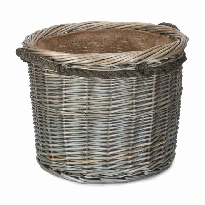Large Round Deluxe Lined Willow Log Basket