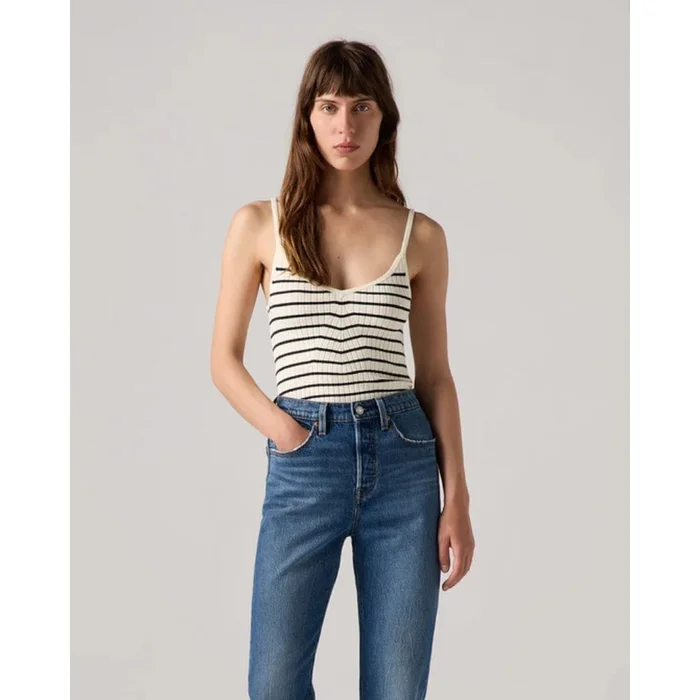 Levi’s Freja Sculpt Tank In Louise Stripe Egret