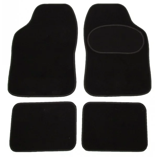 Luxury Universal Mat Set – Silver Stitching – Black – 4 Piece