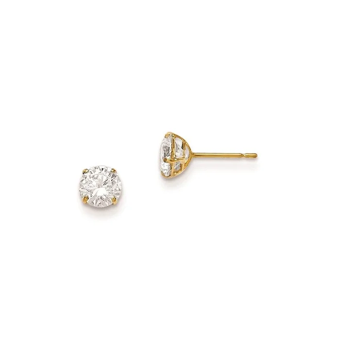 Madi K Kid’s 14k 5mm Round CZ Basket Set Stud Earrings