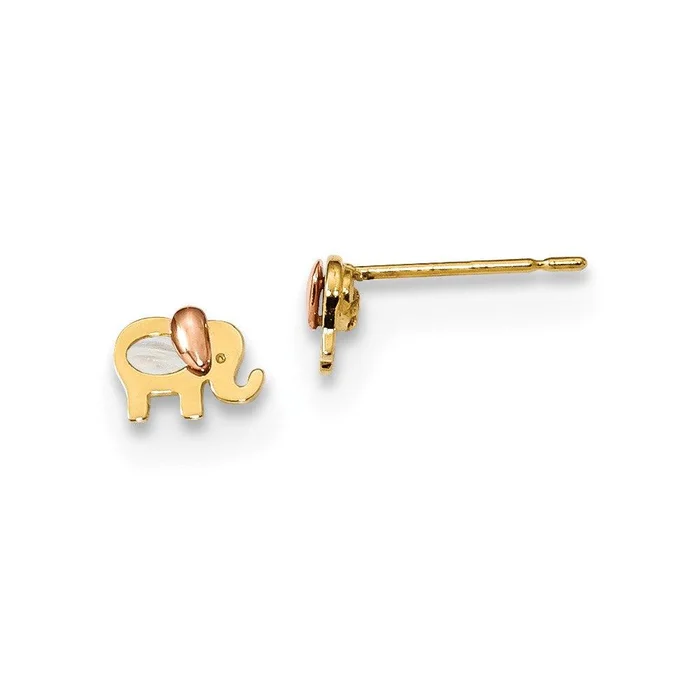 Madi K Kid’s 14k Two-tone MOP Elephant Post Earrings