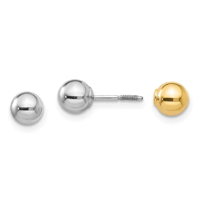 Madi K Kid’s 14k Two-tone Reversible 5mm Ball Screw Earrings