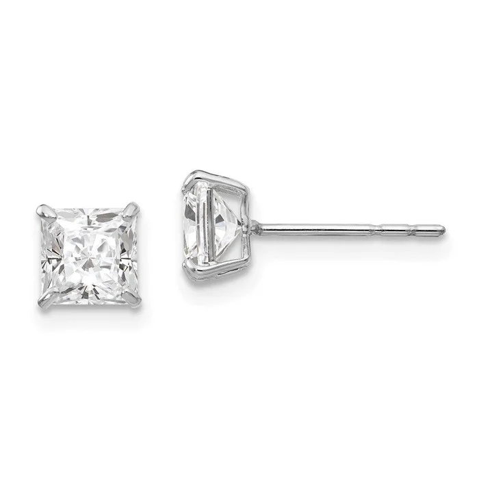 Madi K Kid’s 14k White Gold 5mm Square CZ Post Earrings