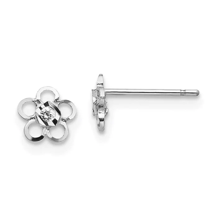 Madi K Kid’s 14k White Gold CZ Flower Post Earrings