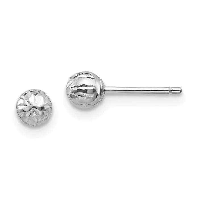Madi K Kid’s 14K White Gold Diamond Cut 4M Ball Post Earrings