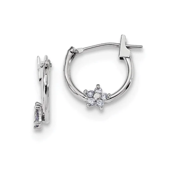 Madi K Kid’s 14k White Gold Polished CZ Star Hoops