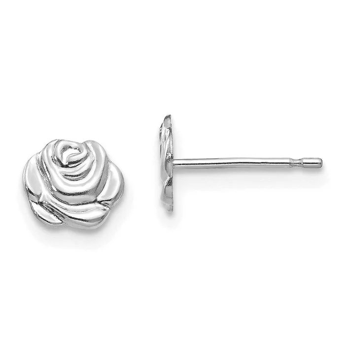 Madi K Kid’s 14k White Gold Polished Rose Post Earrings