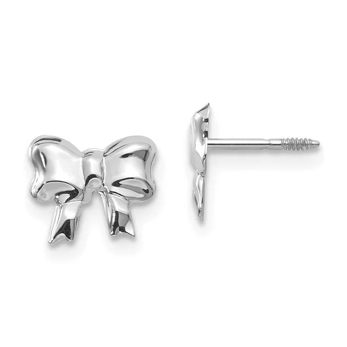 Madi K Kid’s 14k White Gold Rhodium-plated Bow Screwback Post Earrings