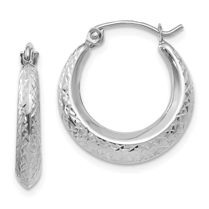 Madi K Kid’s 14K White Gold Textured Hollow Hoop Earrings