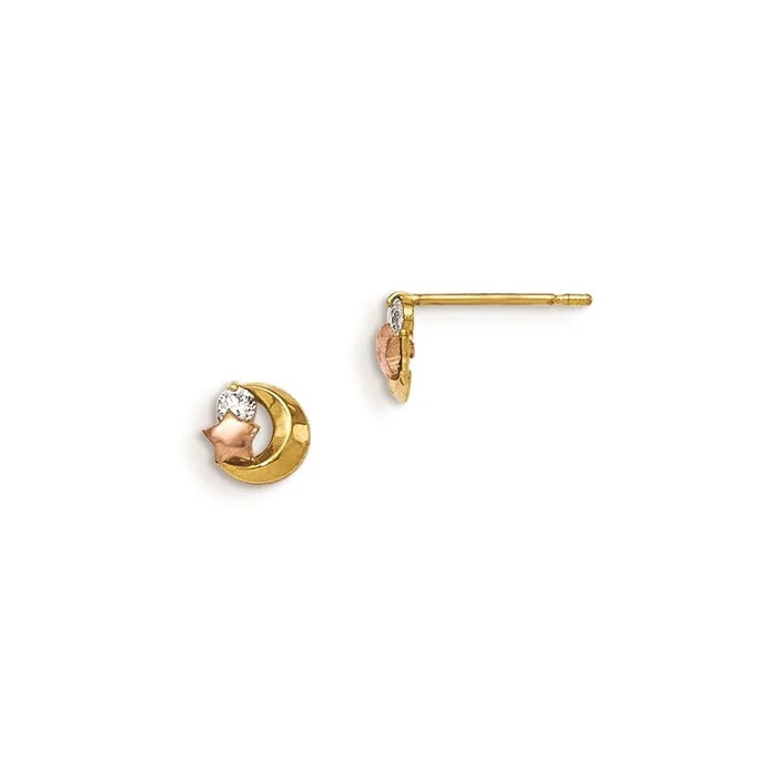 Madi K Kid’s 14k Yellow & Rose Gold CZ Moon and Star Post Earrings