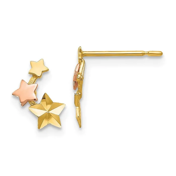 Madi K Kid’s 14k Yellow & Rose Gold D/C Star Post Earrings