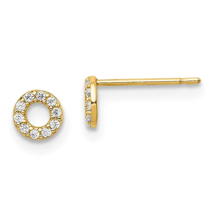 Madi K Kid’s 14k Yellow Gold Circle CZ Post Earrings