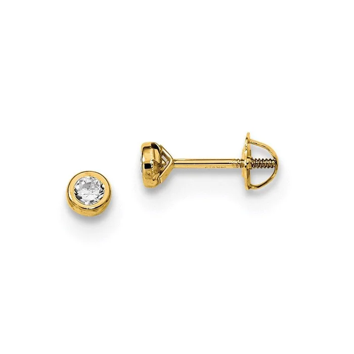 Madi K Kid’s 14k Yellow Gold Polished CZ Bezel Post Earrings