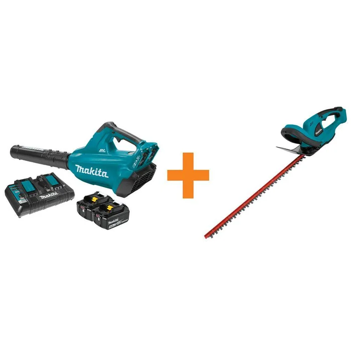 Makita XBU02PT-XHU02Z 18V X2 (36V) LXT Lithium-Ion Brushless Cordless Blower Kit (5.0Ah) with Bonus Cordless 22 in. Hedge Trimmer
