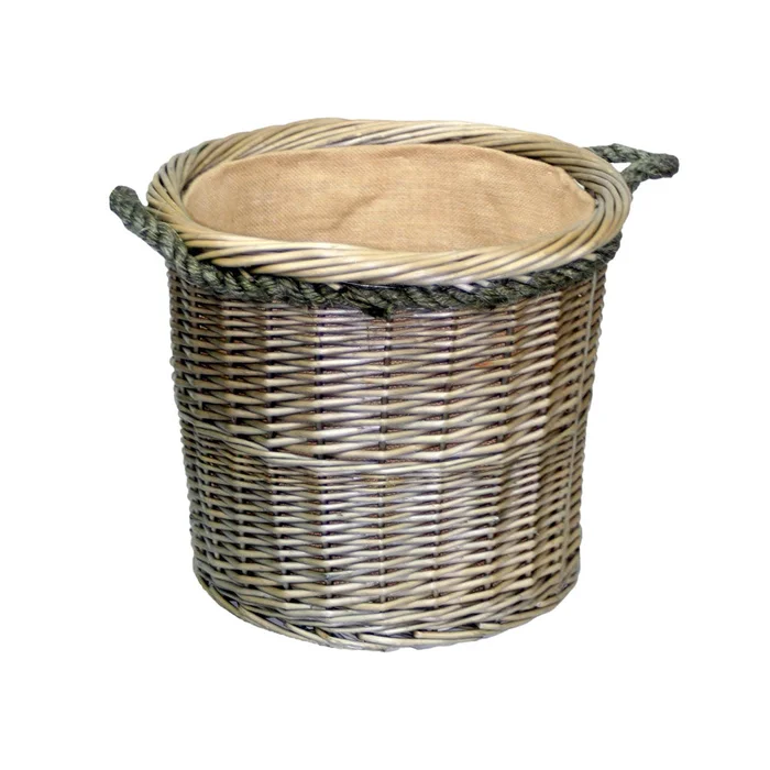 Medium Round Deluxe Lined Willow Log Basket