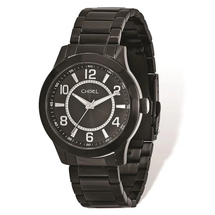 Mens Chisel Black IP-plated Stainless Steel Black Dial Watch
