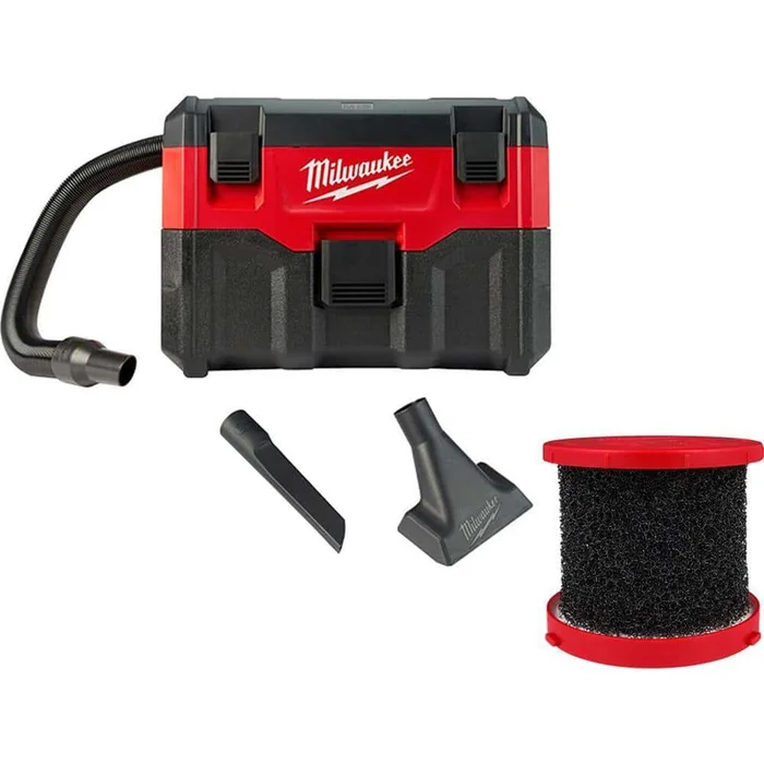 Milwaukee 0880-20-49-90-2015 M18 18-Volt 2 Gal. Lithium-Ion Cordless Wet/Dry Shop Vacuum With Wet Foam Filter