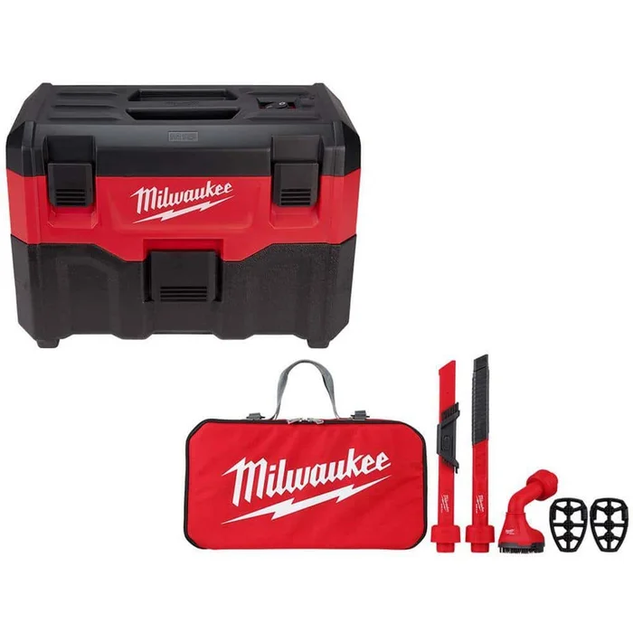Milwaukee 0880-20-49-90-2019A M18 18-Volt 2 Gal. Lithium-Ion Cordless Wet/Dry Vacuum with AIR-TIP 1-1/4 in. – 2-1/2 in. (4-Piece) Automotive Kit