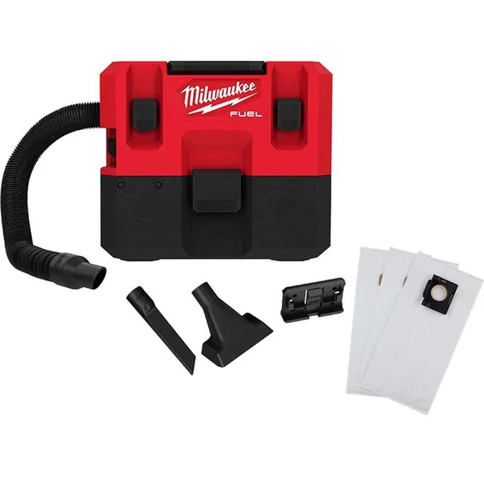 Milwaukee 0960-20-49-90-2016 M12 FUEL 12-Volt Lithium-Ion Cordless 1.6 Gal. Wet/Dry Shop Vacuum with 3 Pk Fleece Dust Bags