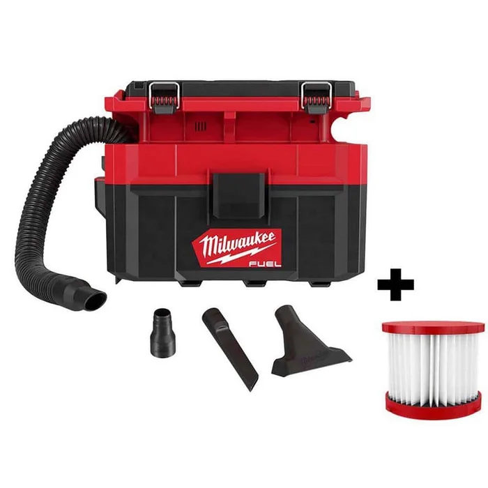 Milwaukee 0970-20-49-90-1900 M18 FUEL PACKOUT 18-Volt Lithium-Ion Cordless 2.5 Gal. Wet/Dry Vacuum (Tool-Only) and Extra Filter
