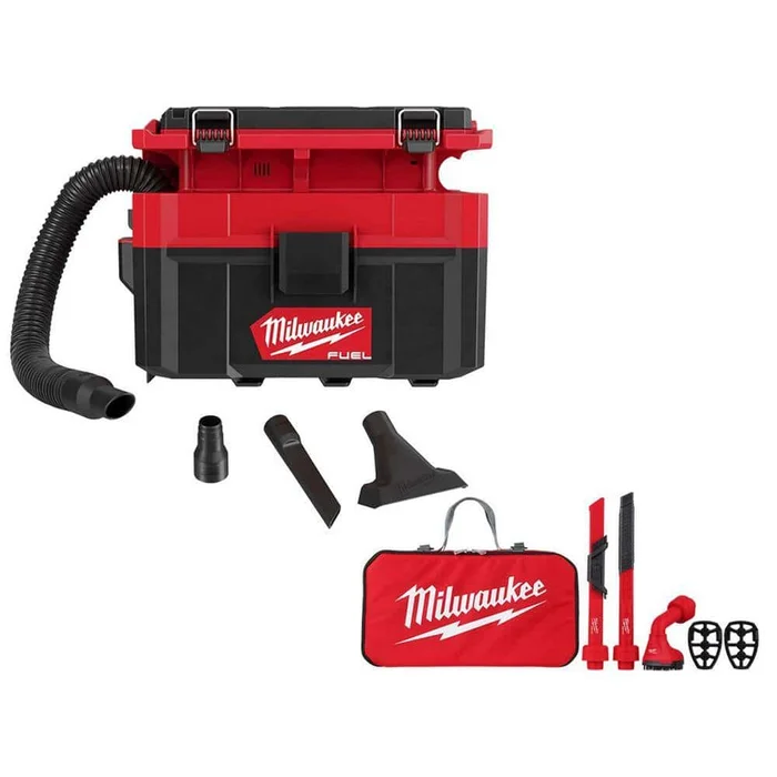 Milwaukee 0970-20-49-90-2019A M18 FUEL PACKOUT Cordless 2.5 Gal. Wet/Dry Vacuum with AIR-TIP 1-1/4 in. – 2-1/2 in. (4-Piece) Automotive Kit