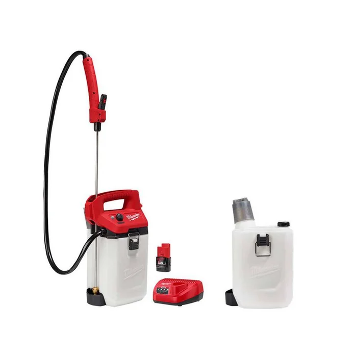 Milwaukee 2528-21G2-49-16-2762 M12 12-Volt 2 Gal. Lithium-Ion Cordless Handheld Sprayer Kit with 2.0 Ah Battery and Charger, Extra 2 Gal. Tank