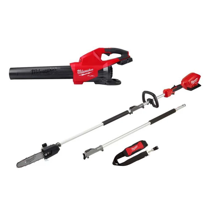 Milwaukee 2824-20-2825-20PS M18 FUEL Dual Battery 145 MPH 600 CFM 18V Lithium-Ion Brushless Cordless Blower w/M18 FUEL 10 in. QUIK-LOK Pole Saw