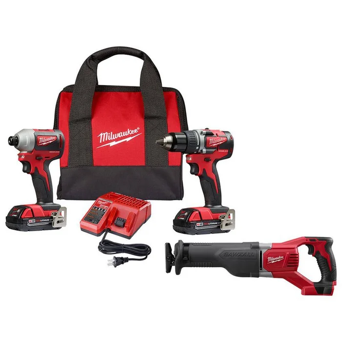 Milwaukee 2892-22CT-2621-20 M18 18V Lithium-Ion Brushless Cordless Compact Drill/Impact Combo Kit (2-Tool) with Reciprocating Saw