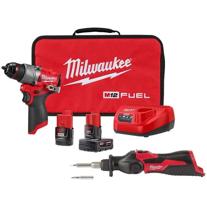 Milwaukee 3403-22-2488-20 M12 FUEL 12V Lithium-Ion Brushless Cordless 1/2 in. Drill Driver Kit w/M12 Soldering Iron