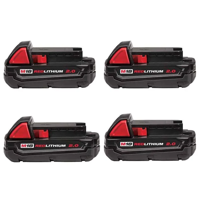 Milwaukee 48-11-1820X4 M18 18-Volt Lithium-Ion Compact Battery Pack 2.0Ah (4-Pack)