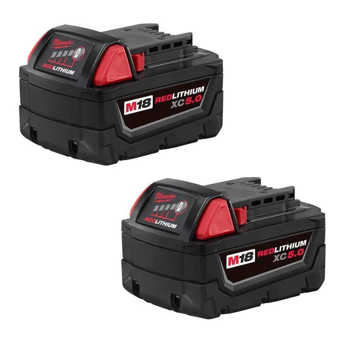 Milwaukee 48-11-1852 M18 18-Volt Lithium-Ion XC Extended Capacity 5.0 Ah Battery Pack (2-Pack)