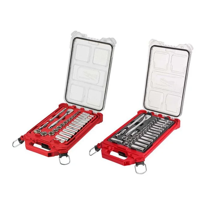 Milwaukee 48-22-9481-48-22-9482 3/8 in. Drive SAE/Metric Ratchet and Socket Mechanics Tool Set with PACKOUT Case (60-Piece)