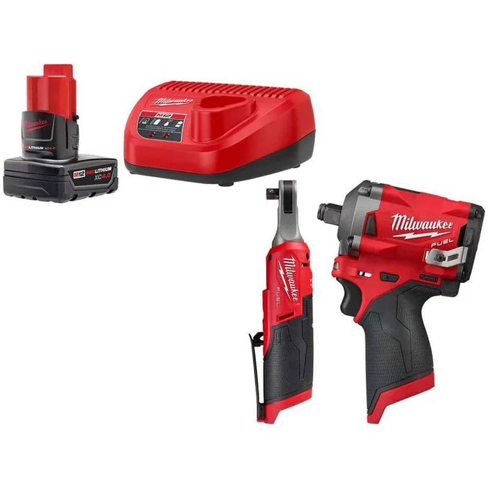 Milwaukee 48-59-2440-2567-20-2555-20 M12 12V Lithium-Ion XC 4.0 Battery & Charger Starter Kit