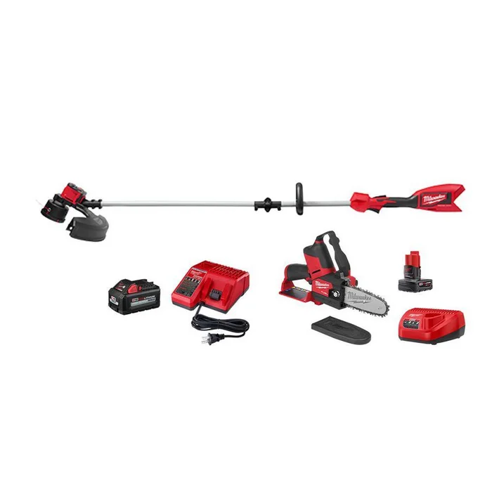 Milwaukee M18 18V Lithium-Ion Brushless String Trimmer Kit with M12 FUEL 12V Lithium-Ion Brushless 6 in. Pruning Saw Kit