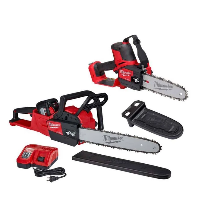 Milwaukee M18 FUEL 8 in. 18V Lithium-Ion Brushless Electric Battery Chainsaw HATCHET w/M18 FUEL 16 in. Chainsaw Kit (2-Tool)