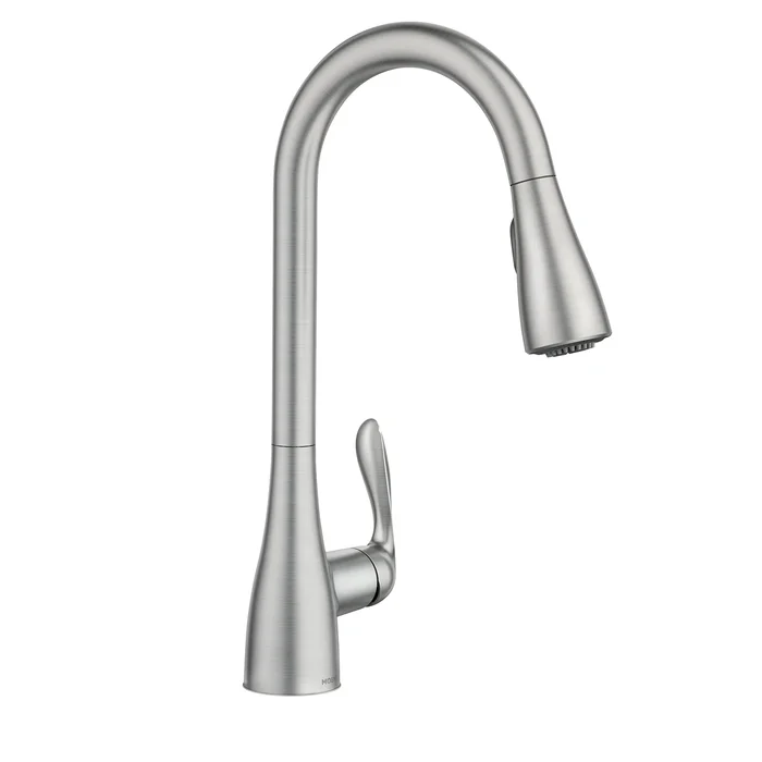 Moen 87912SRS Georgene High Arc One Hole Spot Resist Stainless Single Handle Pull-down Kitchen Faucet with Sprayer (Deck Plate Included)