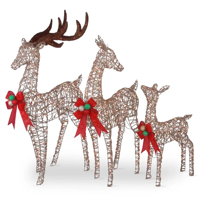 National Tree Company 3-Pack 60-in Reindeer Free Standing Decoration with White LED Lights