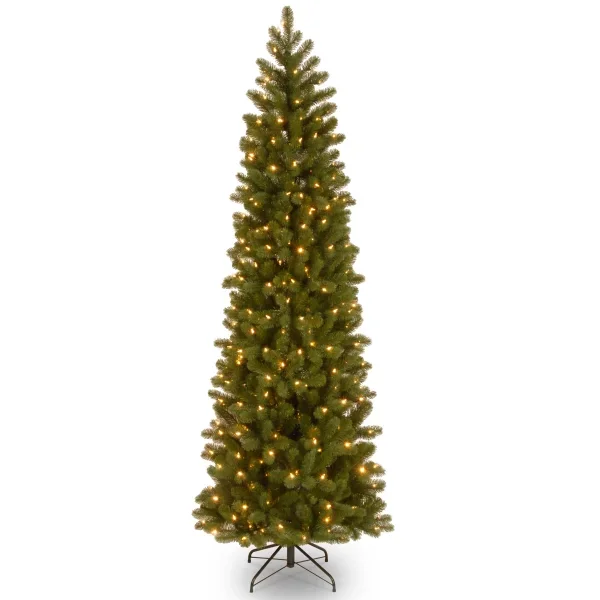 National Tree Company 7.5-ft Douglas Fir Pre-lit Slim Artificial Christmas Tree with White Incandescent Lights