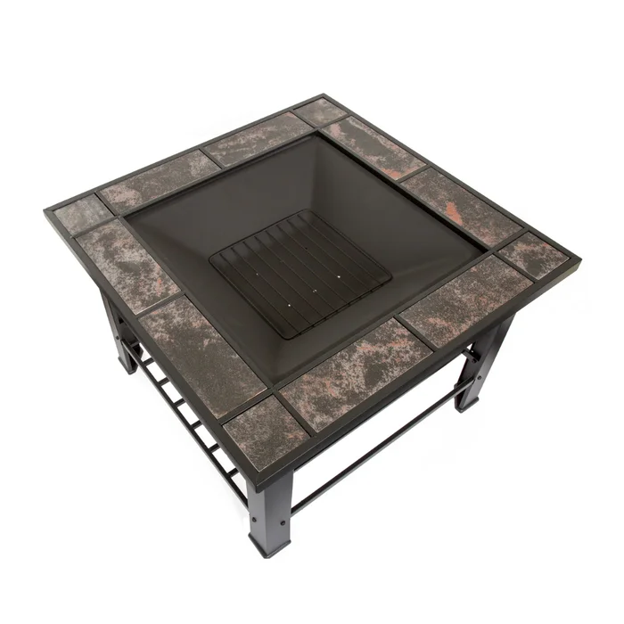 Nature Spring 6-Piece Fire Pit Table 30-in W Black Steel Wood-Burning Fire Pit