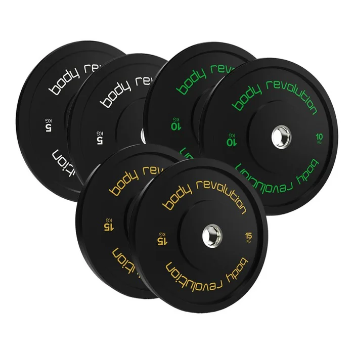Olympic Bumper Plates Black 60kg set (2 x 5kg) + (2 x 10kg) + (2 x 15kg)