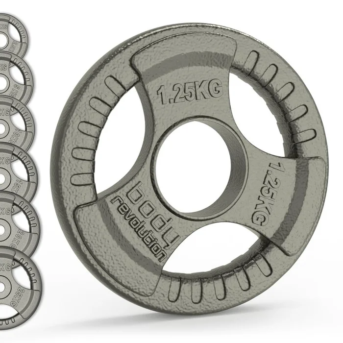 Olympic Tri Grip Rubber Weight Plates Black Pairs & Sets 1.25kg