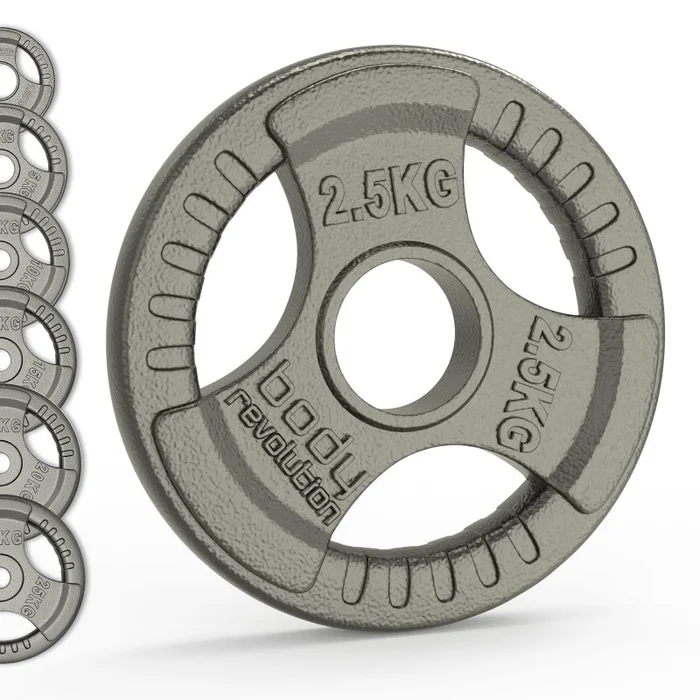 Olympic Tri Grip Rubber Weight Plates Black Pairs & Sets 2.5kg