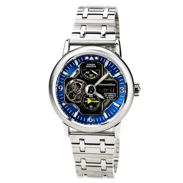 Orient FH04001D Men’s Retro Future Airplane Blue Dial Power Reserve Watch