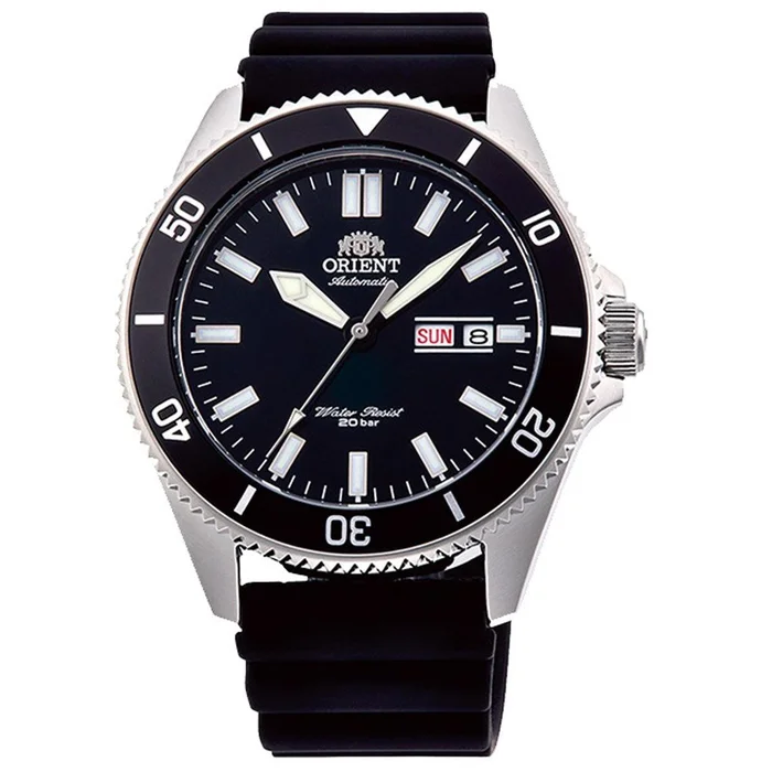 Orient Men’s Automatic Watch – Kanno Black Dial Silicone Strap Dive | RA-AA0010B19A