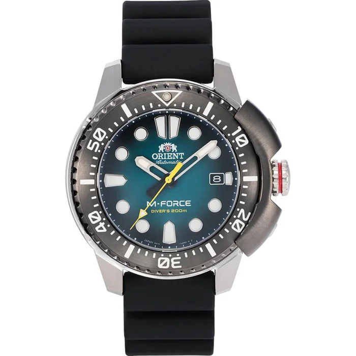 Orient Men’s Automatic Watch – M-Force Dive Blue Dial Rubber Strap | RA-AC0L04L00B