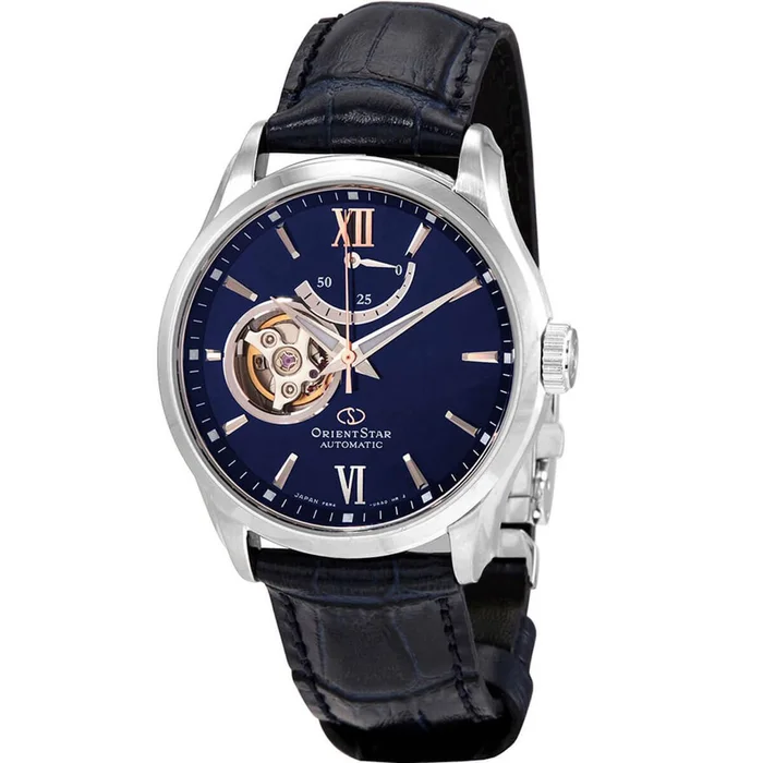 Orient Men’s Automatic Watch – Star Open Heart Dial Blue Leather Strap | AT0006L00B
