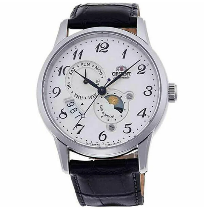 Orient Men’s Automatic Watch – Sun and Moon Version 4 White Dial Strap | RA-AK0003S10A