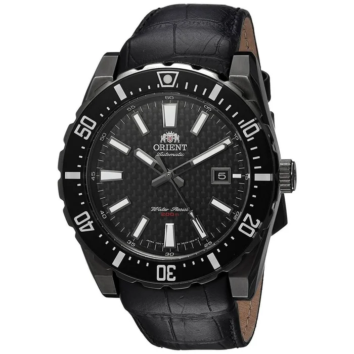 Orient Men’s Mechanical Watch – Nami Black Dial Leather Strap | AC09001B