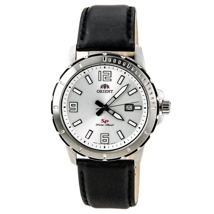 Orient UNE200CW Men’s SP Silver Dial Stainless Steel Leather Strap Watch