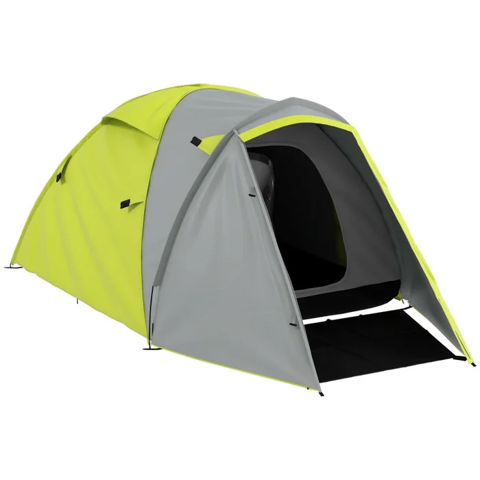 Outsunny 2 Man Camping Tent, Dome Tent with Bedroom and Living Room, 2000mm Waterproof, Portable with Bag, for Fishing Hiking Festival, Yellow